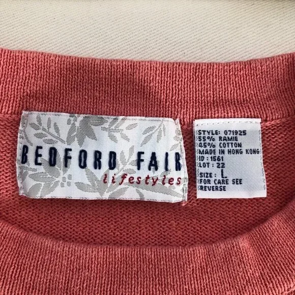 Bedford Fair Vintage Short Sleeve Cotton Sweater Large - Picture 2 of 7